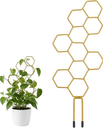 14 Inch Honeycomb Metal Trellis for Small Potted Climbing Plants and Indoor Flowers