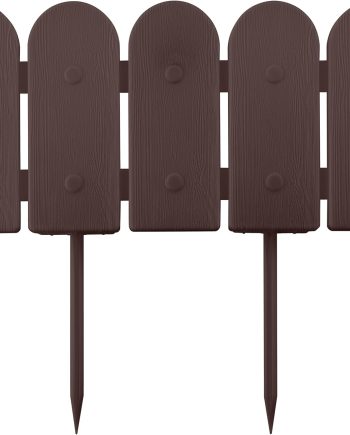 16 Piece Brown Decorative Wooden Landscape Border Panels for Lawn and Garden Edging