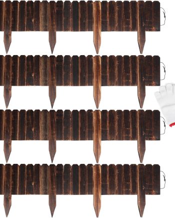 4 Pack Flexible Wooden Garden Fence Edging 7.9 by 47 Inches for Outdoor Landscaping
