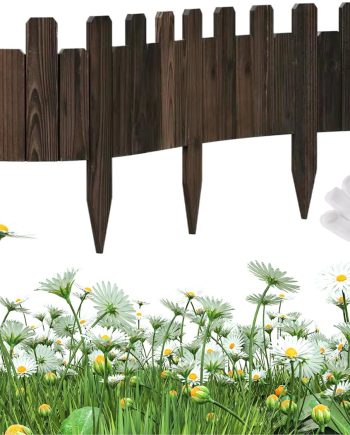 Wooden No Dig Garden Fence Border 9 by 47.3 Inches for Flower Beds, Trees and Patios