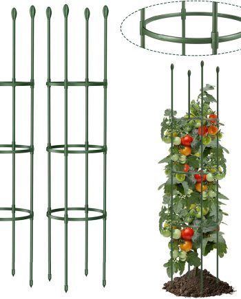 55 Inch Heavy Duty Round Tomato Cage with Four Support Posts for Garden Vegetables