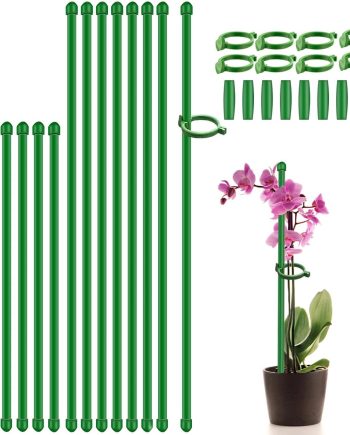 16 Pack Adjustable Plant Stakes with Clips for Orchids, Tomatoes and Garden Plants