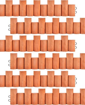 6 Pack No Dig Wooden Garden Fence Edging 198 Inches Total for Patios, Paths and Lawns