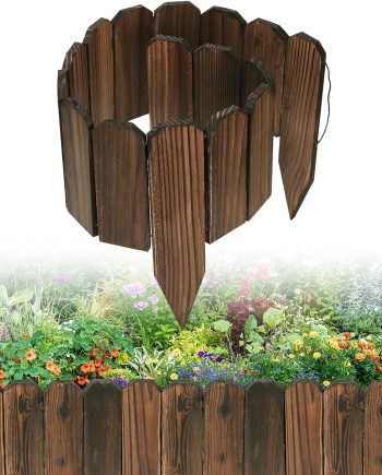 Rustic Pine Garden Fence Border 3.9 Feet Long and 8 Inches High for Lawns and Pathways