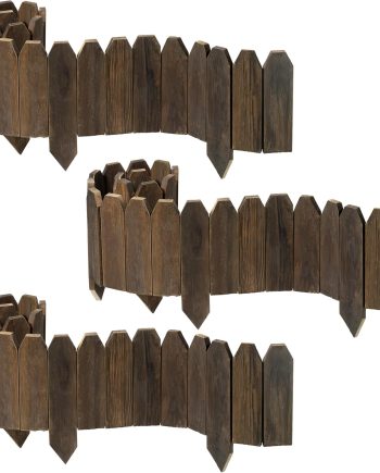 Wooden Picket Garden Border Panels for Flower Beds and Landscape Fencing