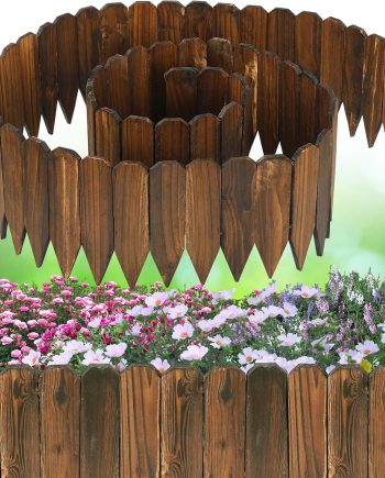 13.1 Foot Flexible Pine Wood Garden Edging 11.8 Inches High for Flower Beds and Patios