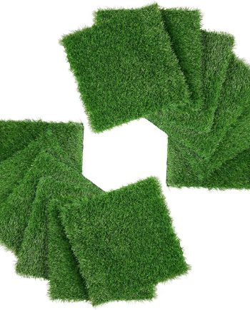 Sqaure Artificial Grass Placemats 12 x 12 Inch Green Grass Table Centerpiece Golf Themed Party Decorations, DIY Crafts, 12 Pack