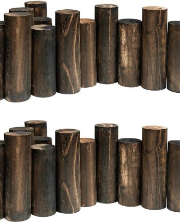 2 Pack Natural Solid Log Wood Garden Edging 6.9 Inches High for Flower Beds and Landscape Borders