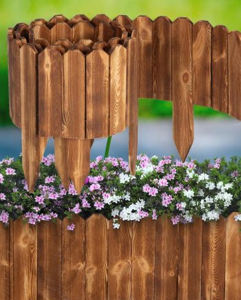 12 Foot Wooden Garden Fence Border 8 Inches High for Flower Beds, Trees and Yard Landscaping