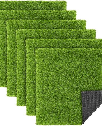 6 Packs Artificial Grass Square Mat 12 x 12 Inch Fake Grass Turf Patch with Drainage Hole Synthetic Garden Grass Tiles Realistic Grass Rug for DIY Indoor Outdoor