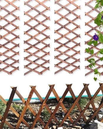 4 Pack Expandable Wooden Lattice Panels 75 by 11.8 Inches for Climbing Plants and Garden Trellises